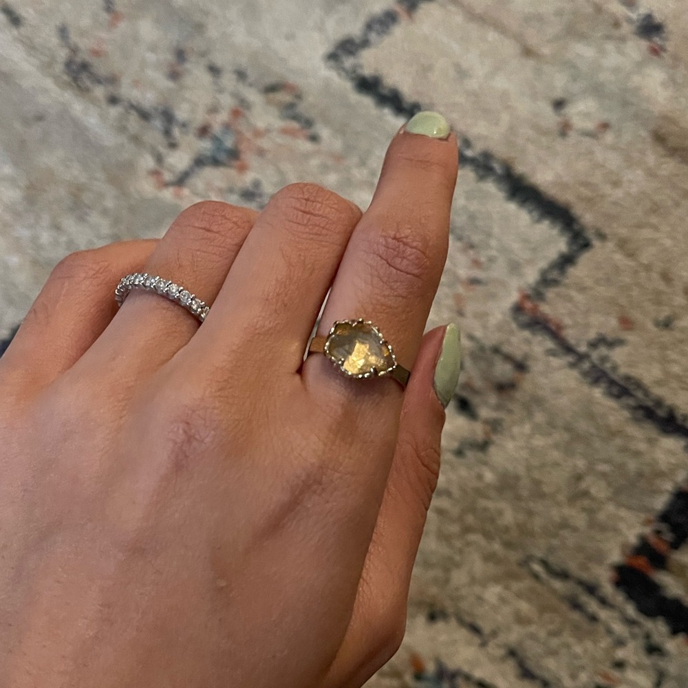 Gold with Rose Quartz Stone from Kendra Scott—sold out color bar piece!